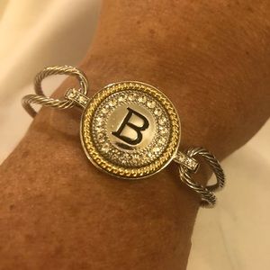 Vintage Silver Tone Elegant Letter B Hinged Bangle 7 Inch